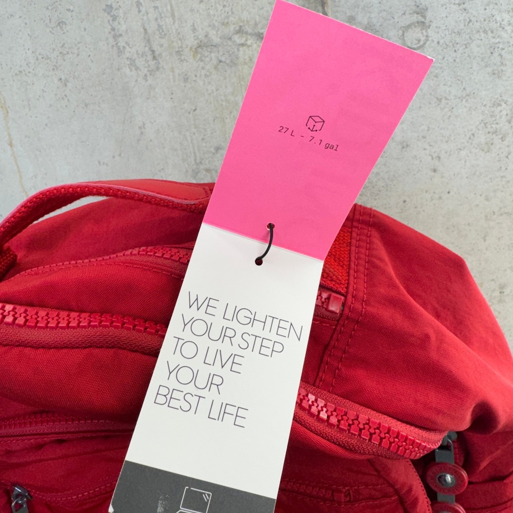Kipling Seoul Red Nylon 27L Backpack NWT, Laptop Compartment, Monkey Keychain - Picture 5 of 10